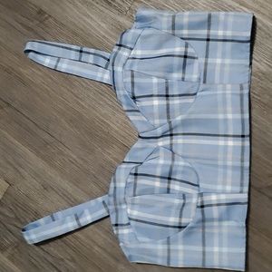 NEW! Sexy Crop Top Blue Plaid Crop Top